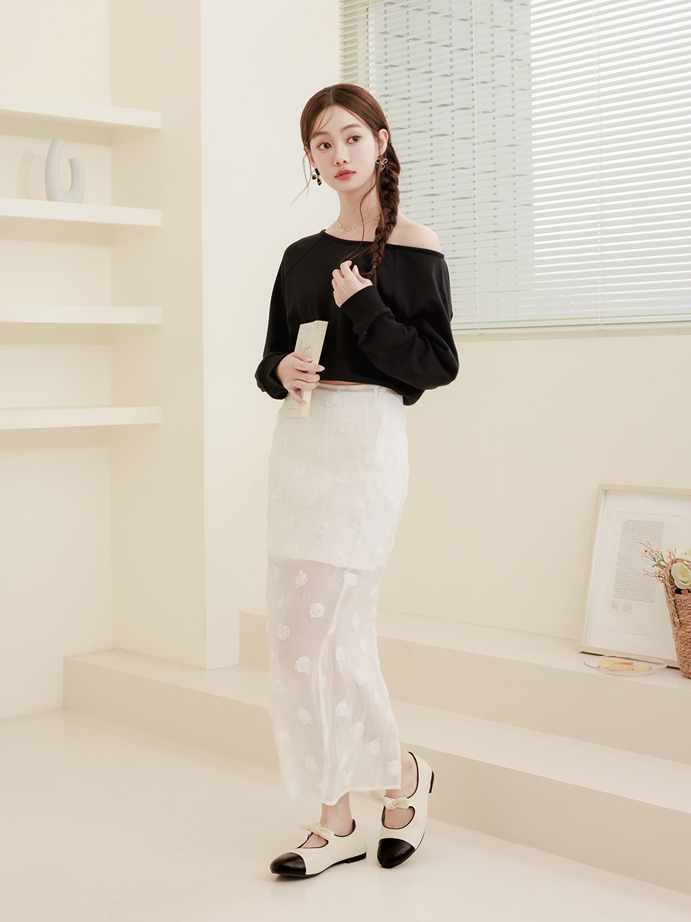 可愛啾啾蝴蝶結小香風瑪莉珍鞋 白