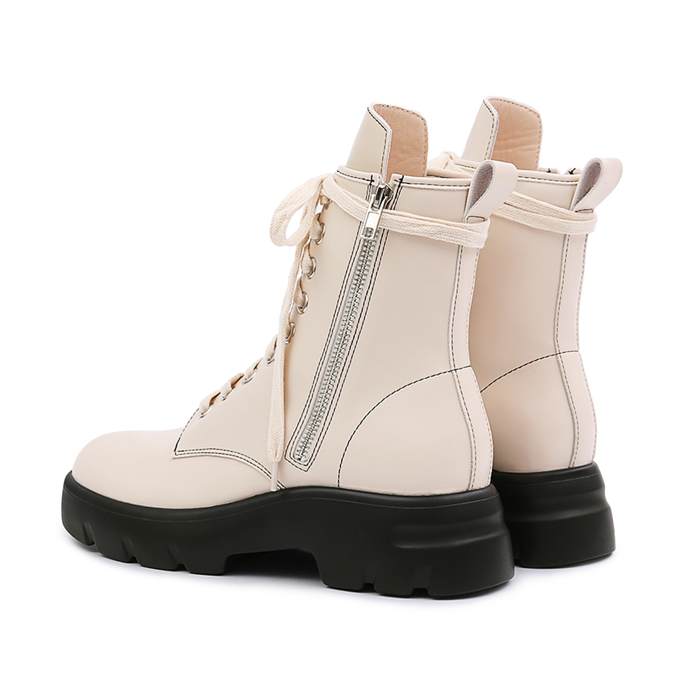 Lightweight Sole Colorblock Combat Ankle Boots 米