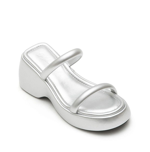 One-Strap Comfy Thick Sole Slide Sandals Silver