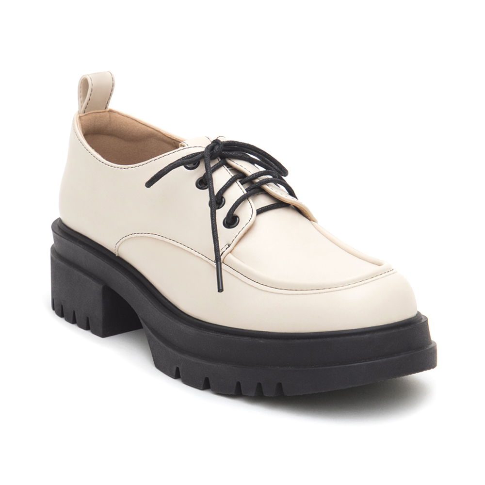 Platform Lace-Up Derby Shoes Beige