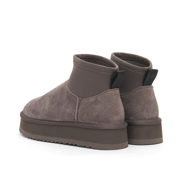 Lycra Splicing Leather Thick-Sole Ankle Snow Boots 雷雲灰