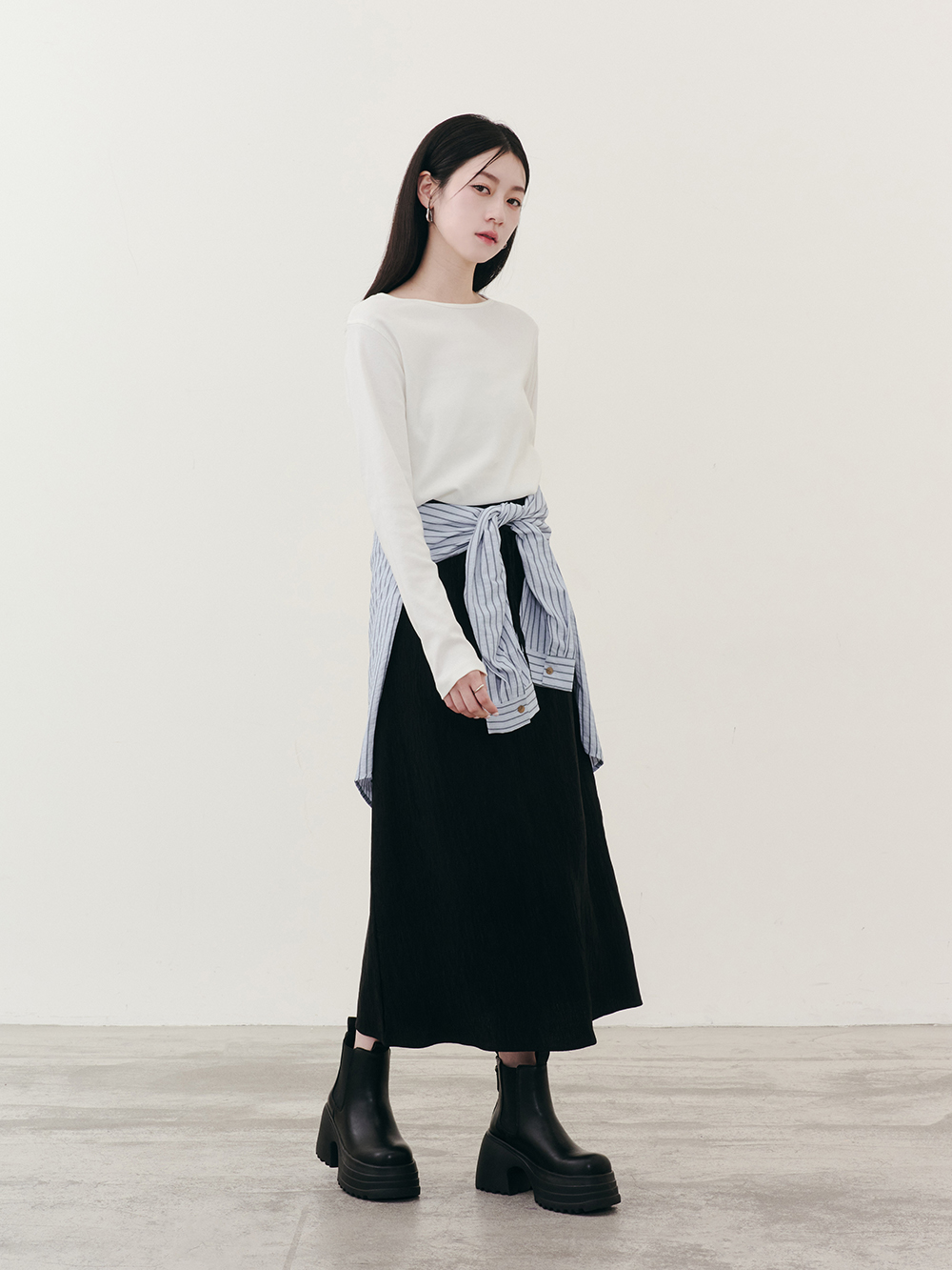 愛豆指定厚底切爾西短靴 黑色