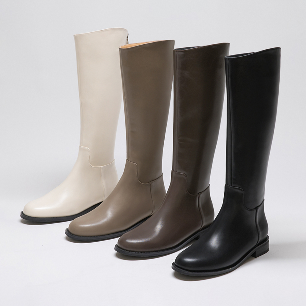 Fitting Round Toe Below-The-Knee Tall Boots Dark Brown