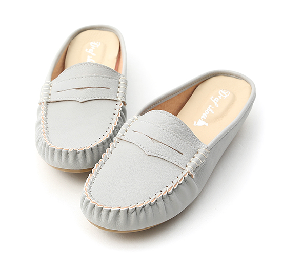 MIT Classic Moccasin Mules Grey