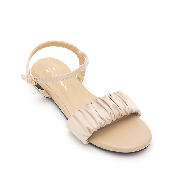 Satin Ruched Details Sandals Beige