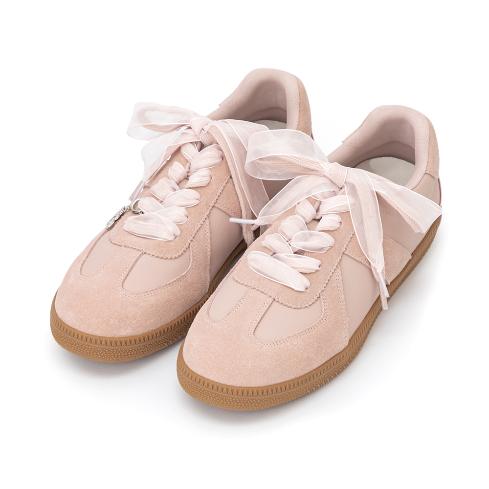 【Disney】妙妙貓小掛飾真皮德訓鞋 裸膚粉