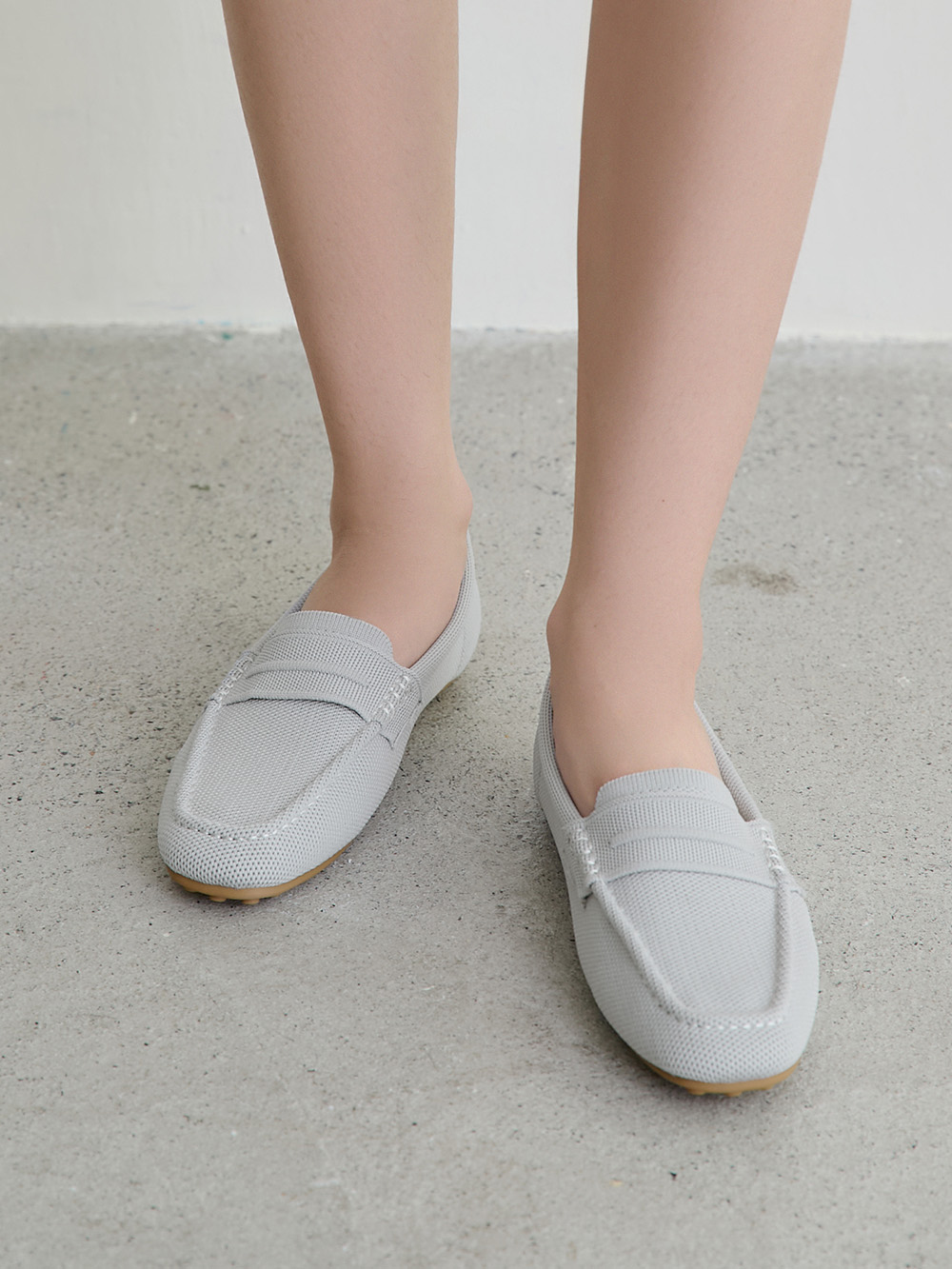 【3D零感雲織鞋】通勤款樂福豆豆鞋 象牙灰