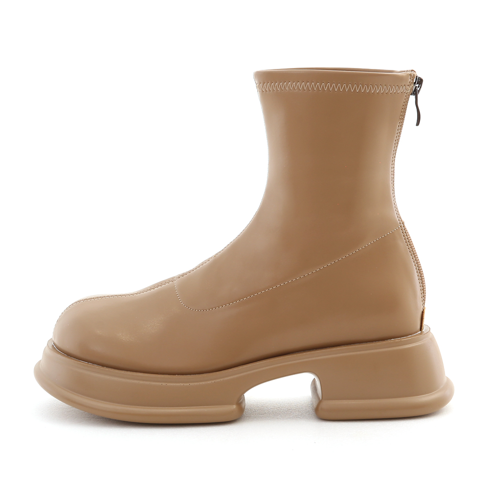 Lightweight Thick Sole Slimming Plain Boots Beige