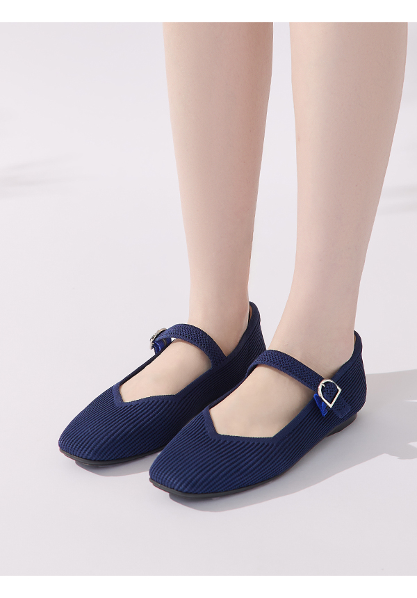 【3D零感雲織鞋】方頭瑪莉珍鞋 皇家藍