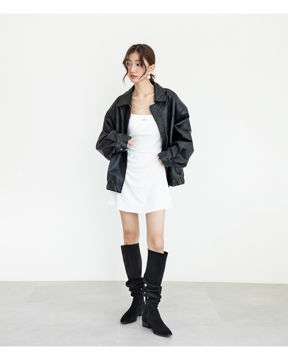 慵懶嬉皮西部堆堆長靴 黑色