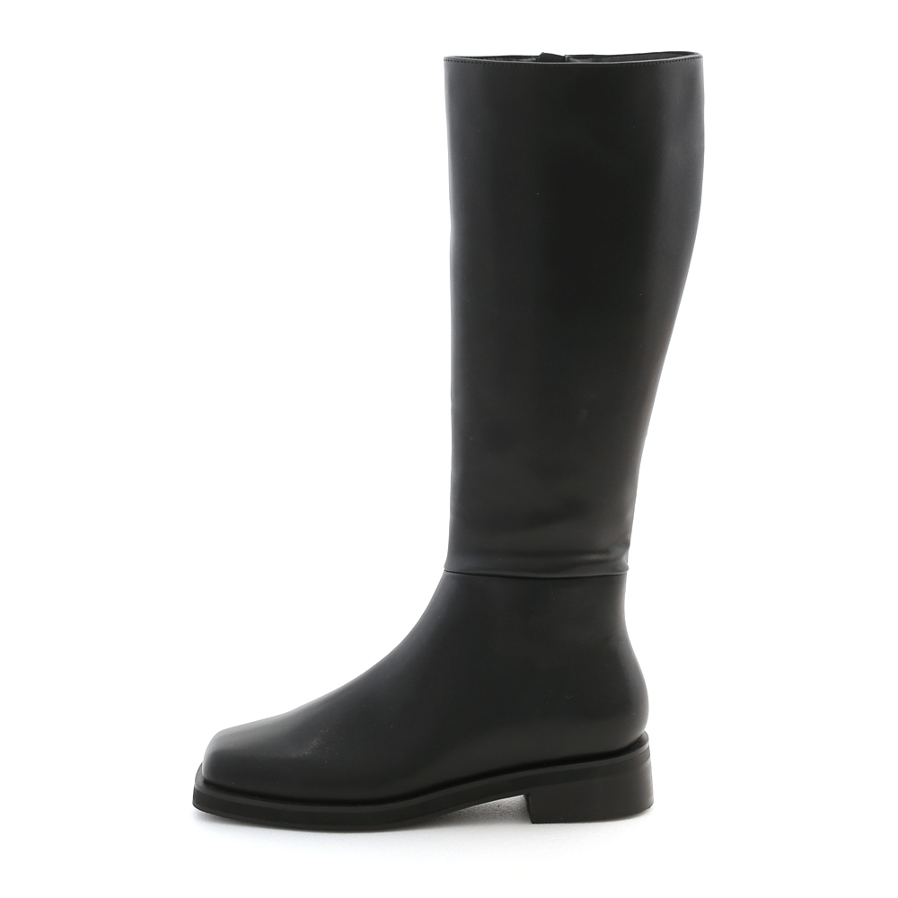 Fitted Square Toe Under-The-Knee Boots Black