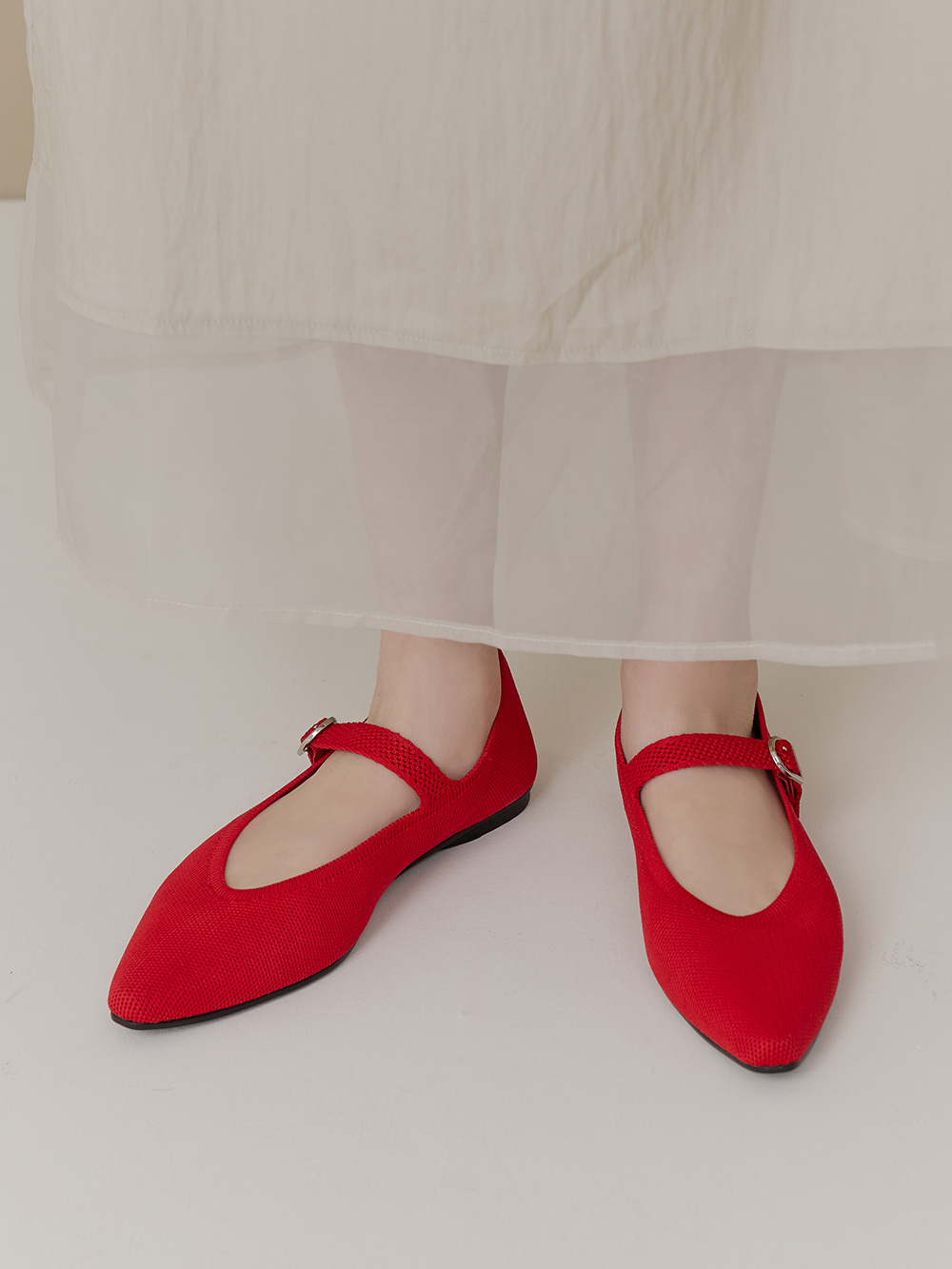 【3D零感雲織鞋】尖頭瑪莉珍鞋 熱戀紅