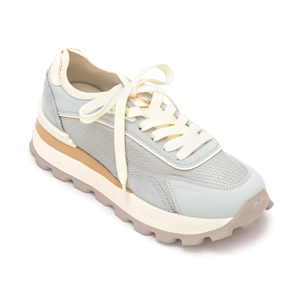 韓潮拼色輕量厚底增高休閒鞋 天空藍