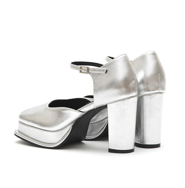 Platform Mary Jane Heels Silver