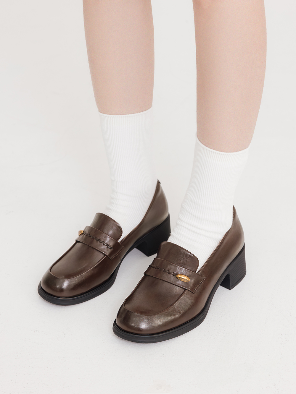 【真皮系列】編織小金豆靜音樂福鞋 棕色