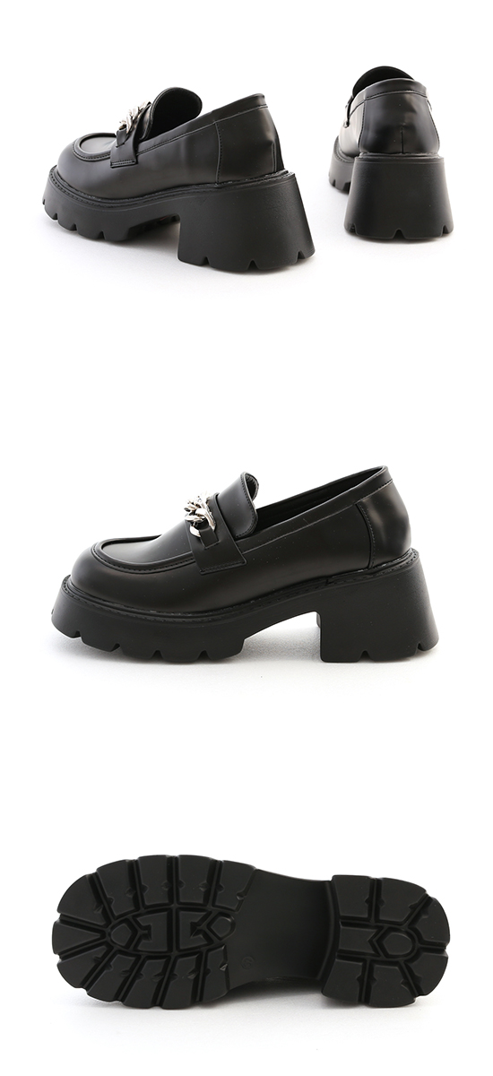 Chain Detail Chunky Loafers Black