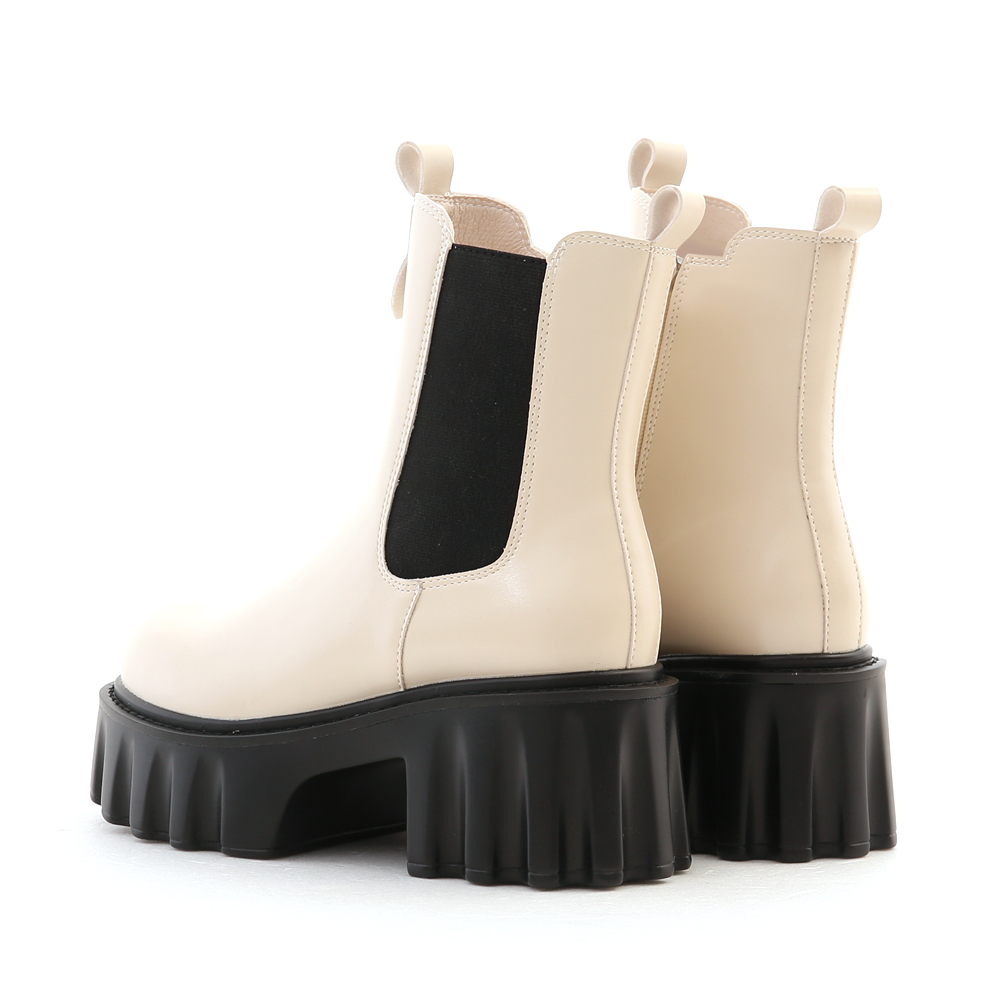 Zig-Zag Chunky Platform Chelsea Boots Vanilla │ D+AF Official