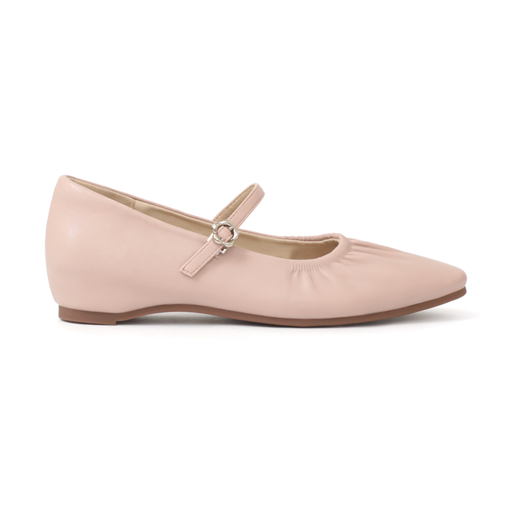 Hidden Wedge Ruched Mary Jane Shoes Pink