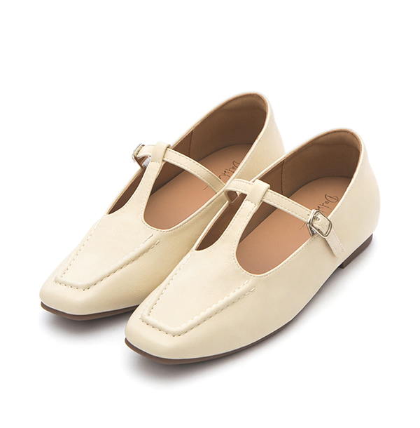 T-Strap Flat Mary Jane Shoes White