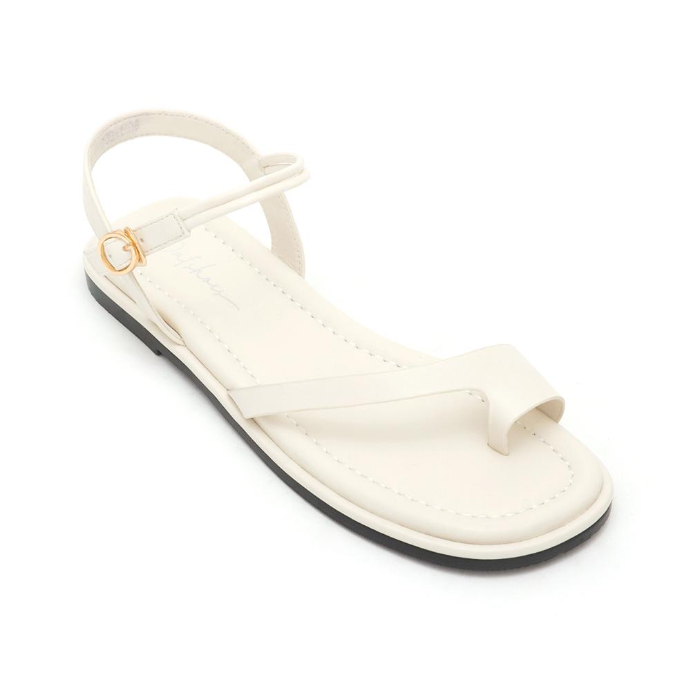 Chic Style Diagonal Strap Toe-Loop Flat Sandals 米