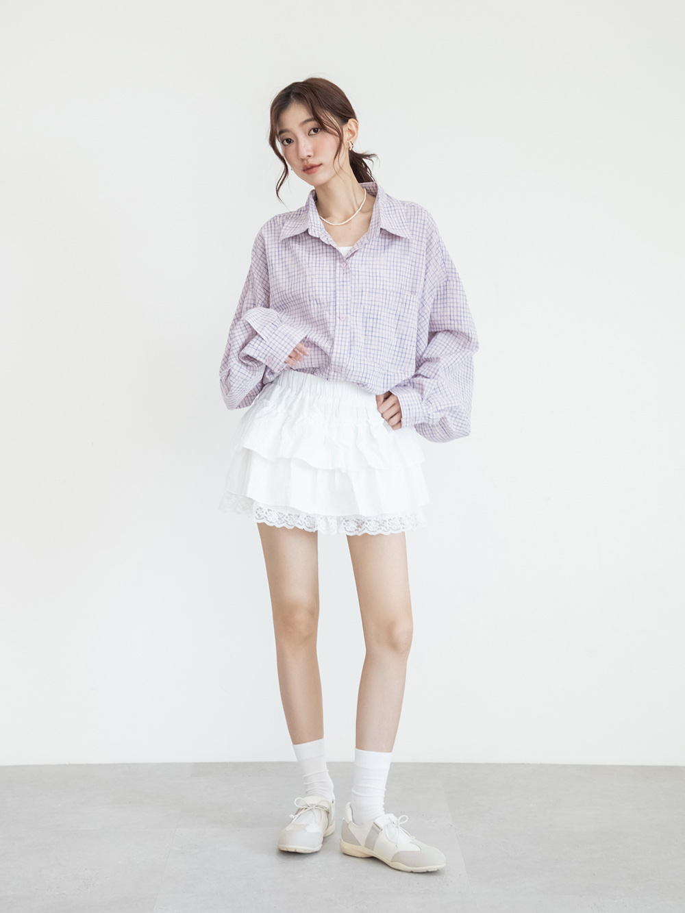 跳跳小妞拼接機能瑪莉珍鞋 米白色