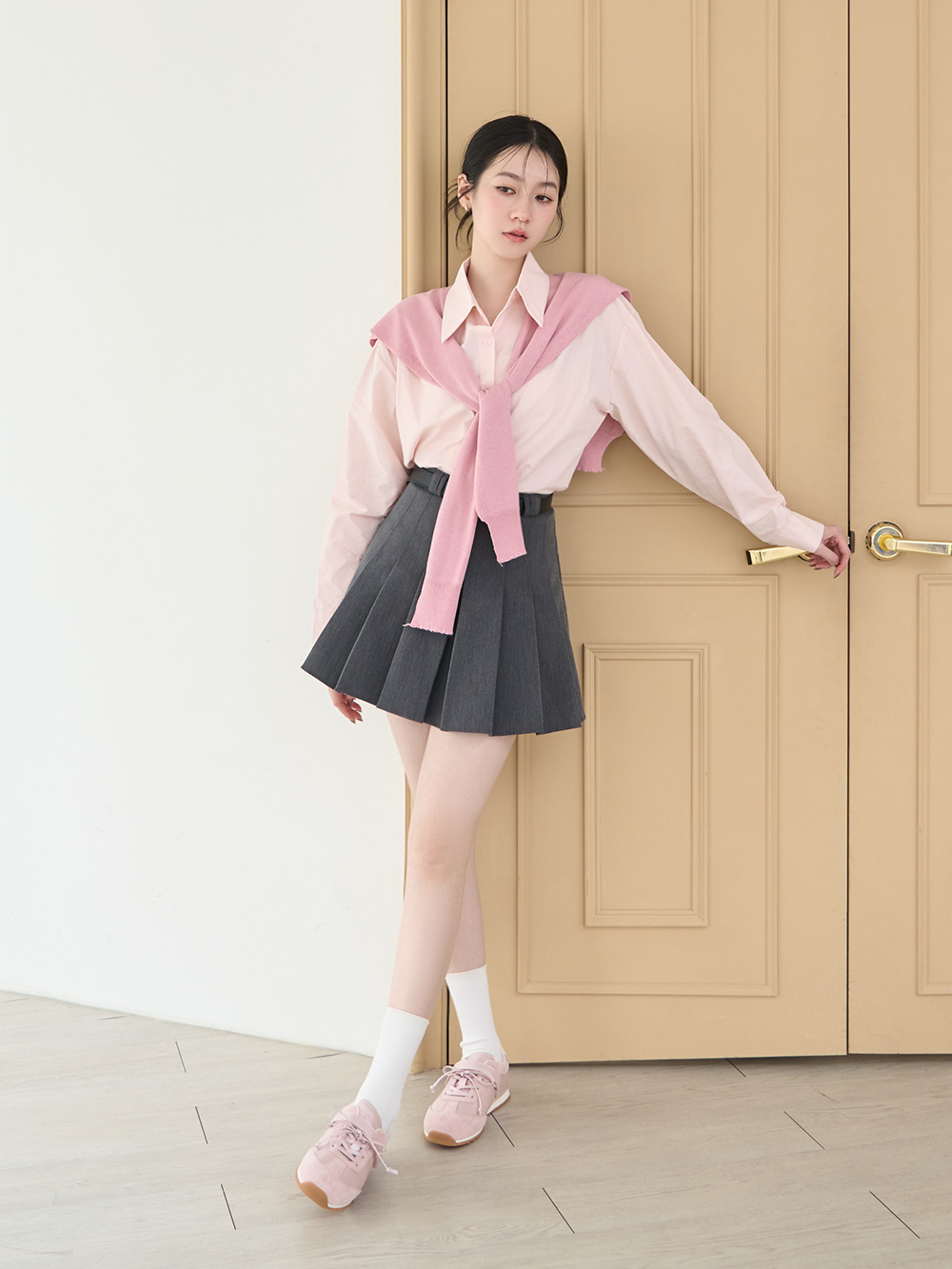 粉彩系列OK繃貼真皮休閒鞋 粉色