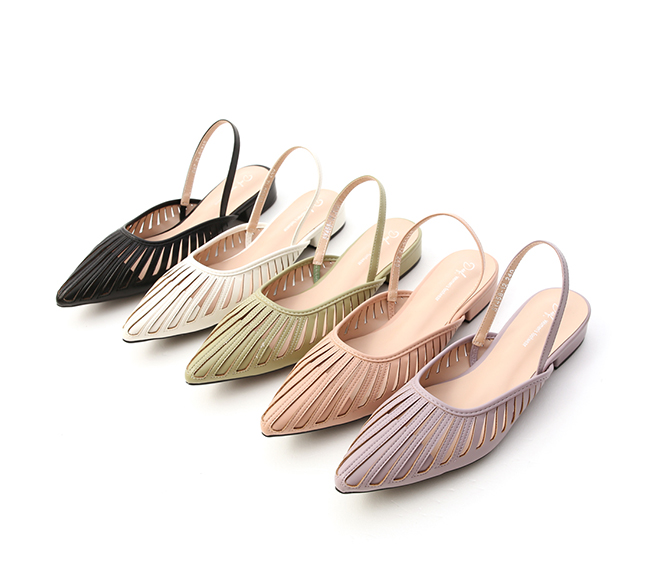 Cut-out Pointed Toe Slingback Nude pink