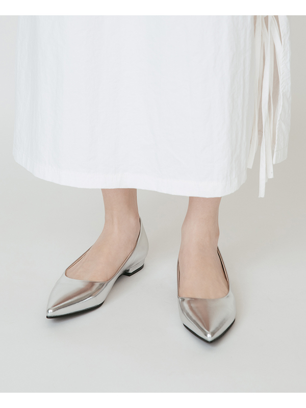 Classic Pointed Toe Ballet Flats Silver