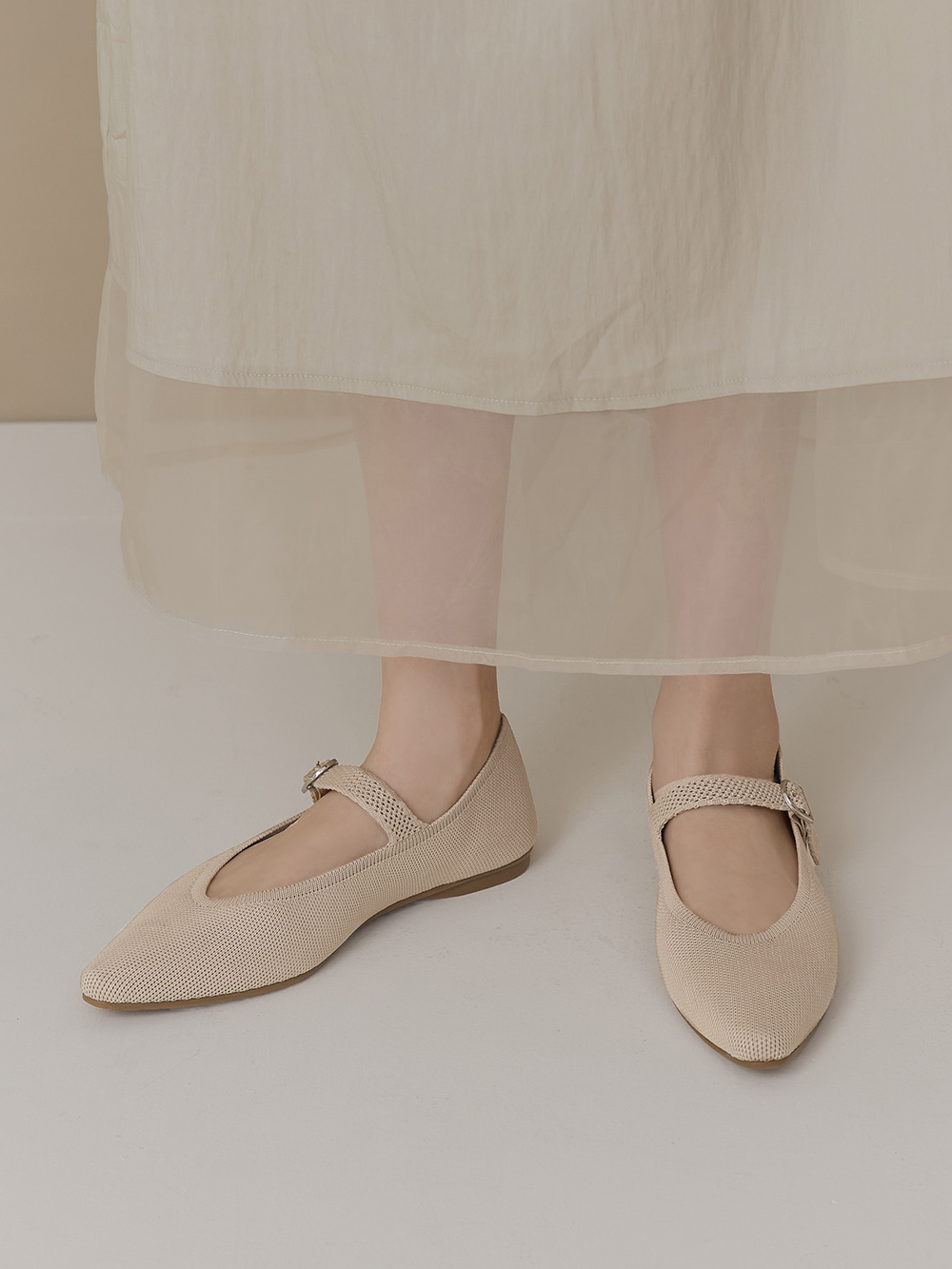 【3D零感雲織鞋】尖頭瑪莉珍鞋 密茶杏