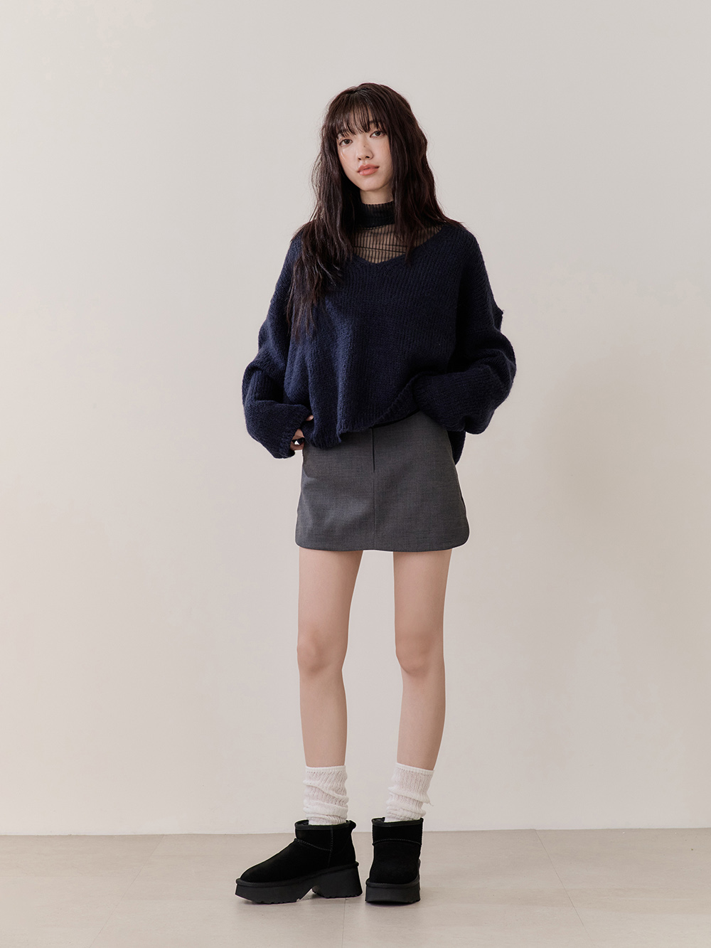 保暖神器厚底升級版真皮雪靴 黑色