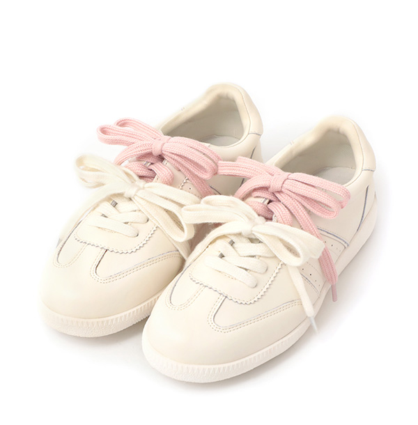 Two-Tone Laces Leather German Trainer Shoes Beige