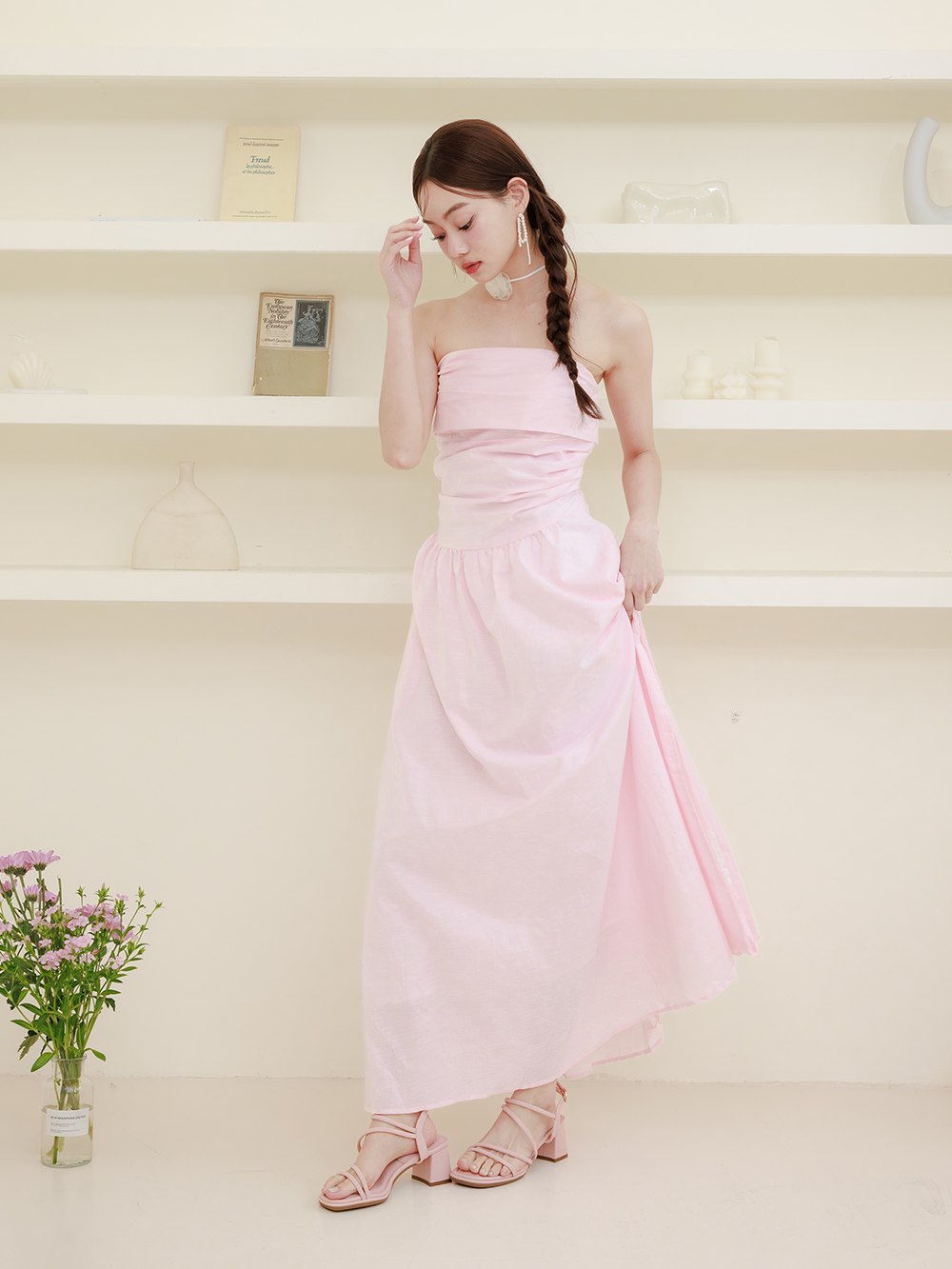 彩虹泡泡糖.泡芙軟墊細帶高跟涼鞋 粉