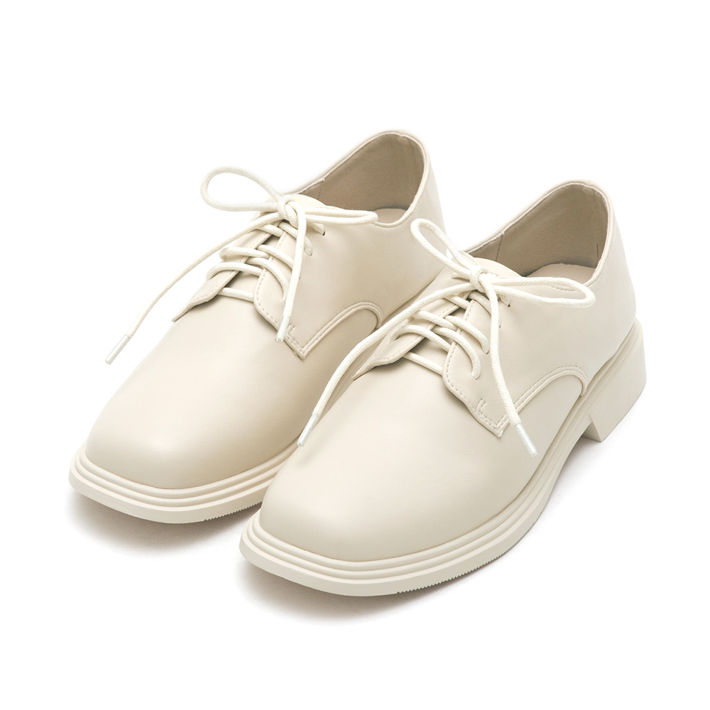 Soft Lace-Up Derby Shoes French Vanilla White