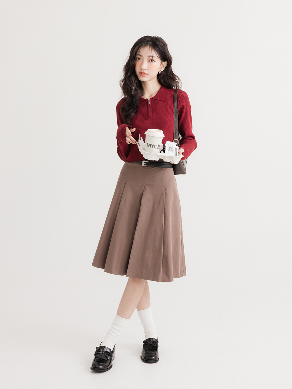 校花指定小蝴蝶結中跟樂福鞋 黑色