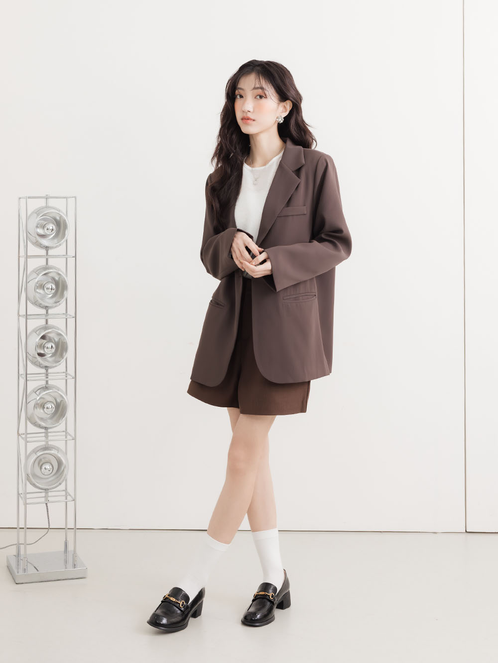 【真皮系列】波浪靜音跟馬銜釦樂福鞋 黑色