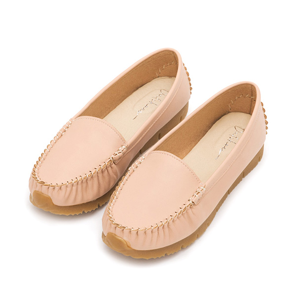 MIT Plain Platform Moccasins Pink