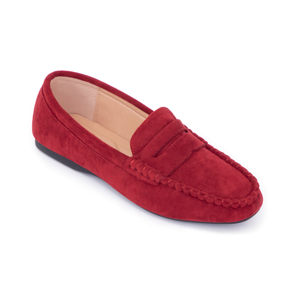 秋冬輕著4D氣墊豆豆底樂福鞋 棗紅色