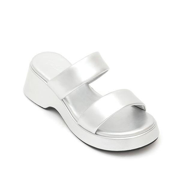 Double-Strap Platform Sandals Silver