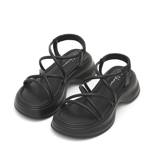 Thin Strap Lightweight Thick Sole Sandals Black