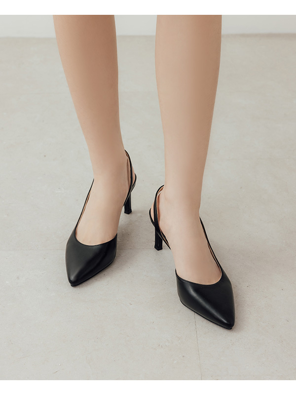 Elegant Pointed-Toe Slingback Heels Black