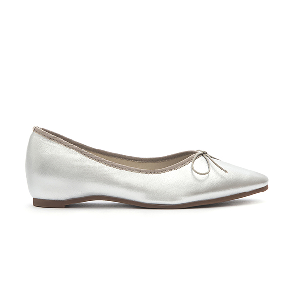 Classic Bow Ballet Flats Silver