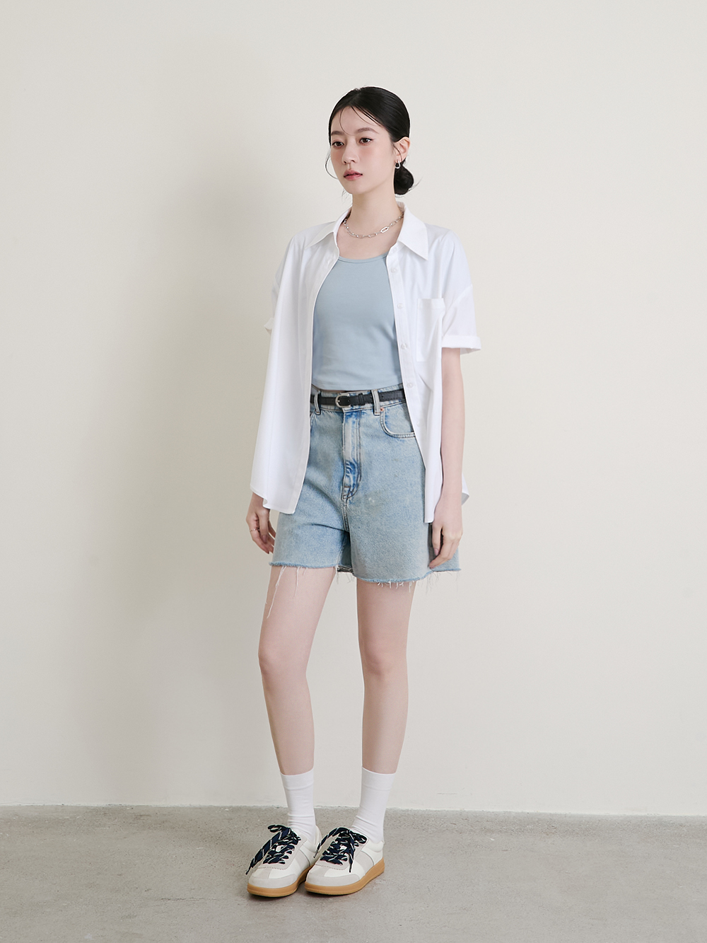 進化版2.0雙色鞋帶真皮德訓鞋 米白色