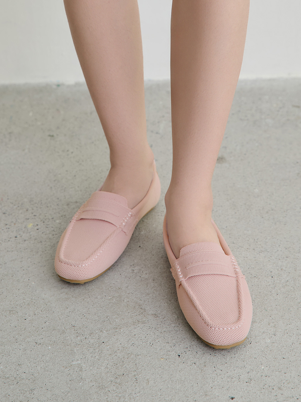 【3D零感雲織鞋】通勤款樂福豆豆鞋 裸膚粉