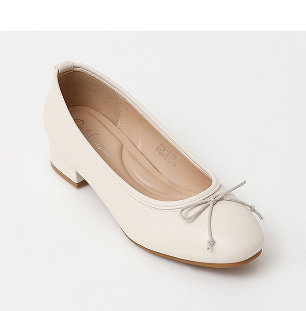 4D Cushioned Double-strap Low Heel Ballet Shoes Vanilla