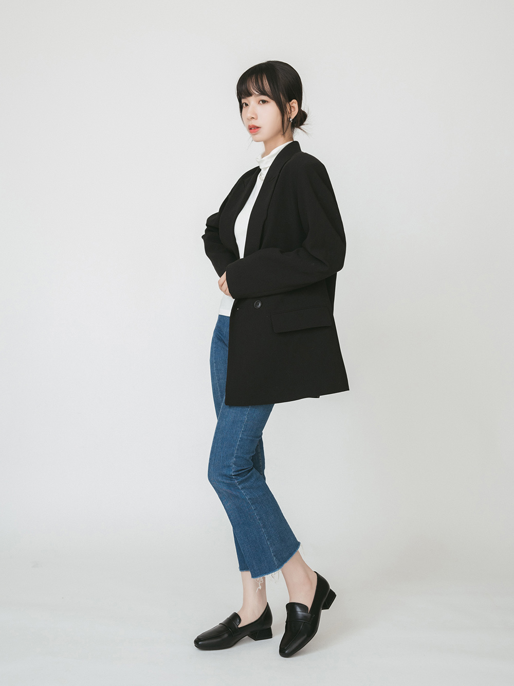 實穿滿分.4D氣墊低跟樂福鞋 時尚黑