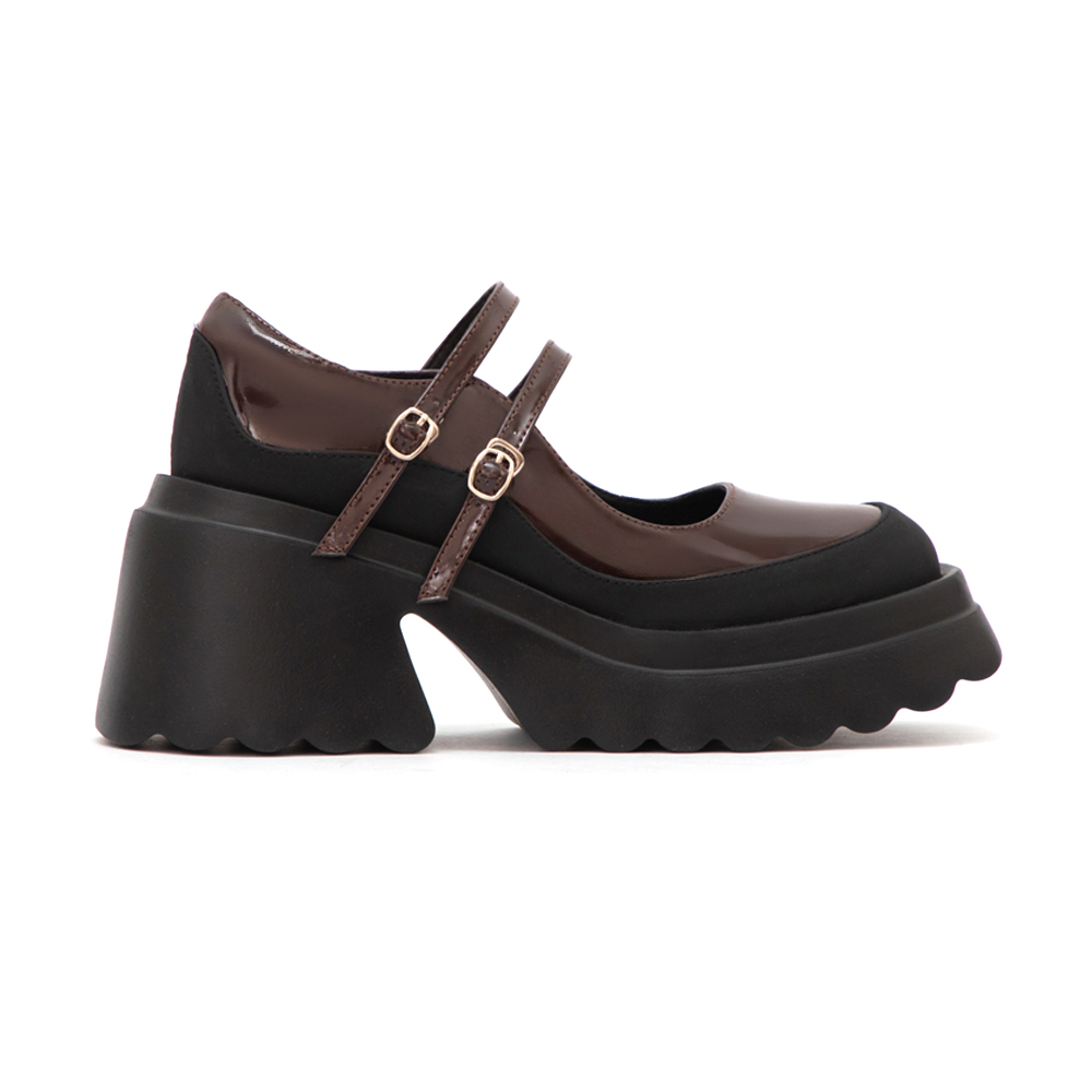 甜酷爆擊雙帶厚底瑪莉珍鞋 咖啡色