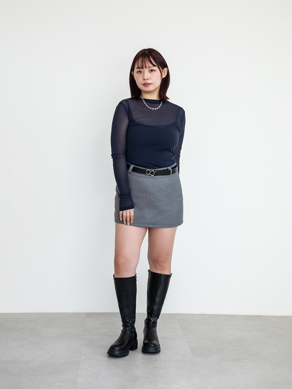 【加寬筒圍】韓團指標素面厚底瘦瘦長靴 黑色