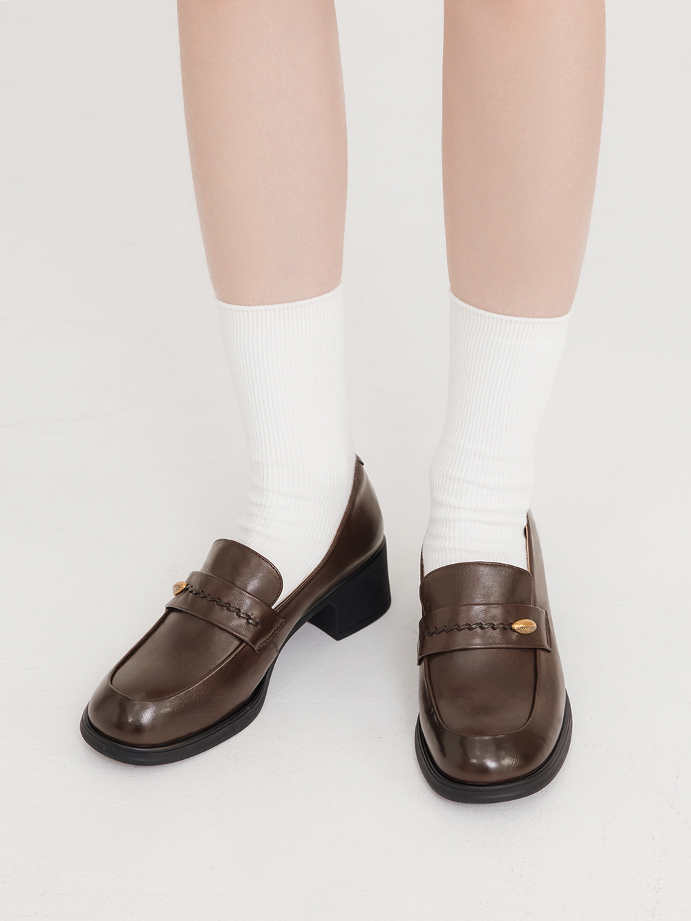 【真皮系列】編織小金豆靜音樂福鞋 棕色