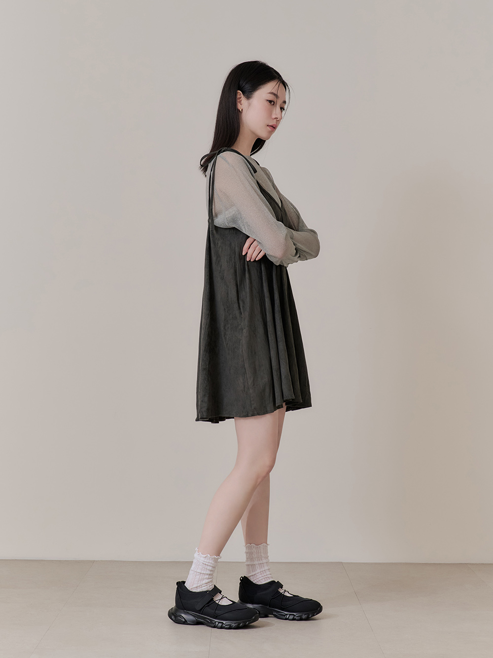 氣墊回彈輕量運動風芭蕾鞋 黑