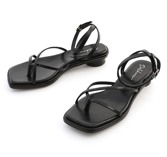 Strappy Knotted Thong Sandals Black
